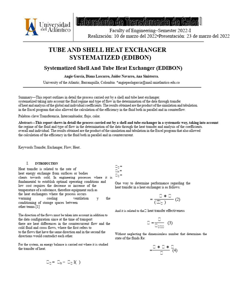 Shell and Tube Heat Exchanger Analysis | PDF | Fluid Dynamics | Heat ...