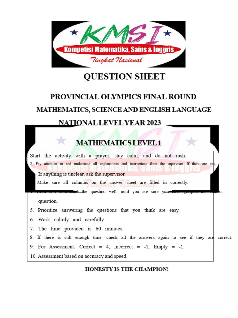 Provincial Olympics Math Questions 2023 | PDF | Mathematics