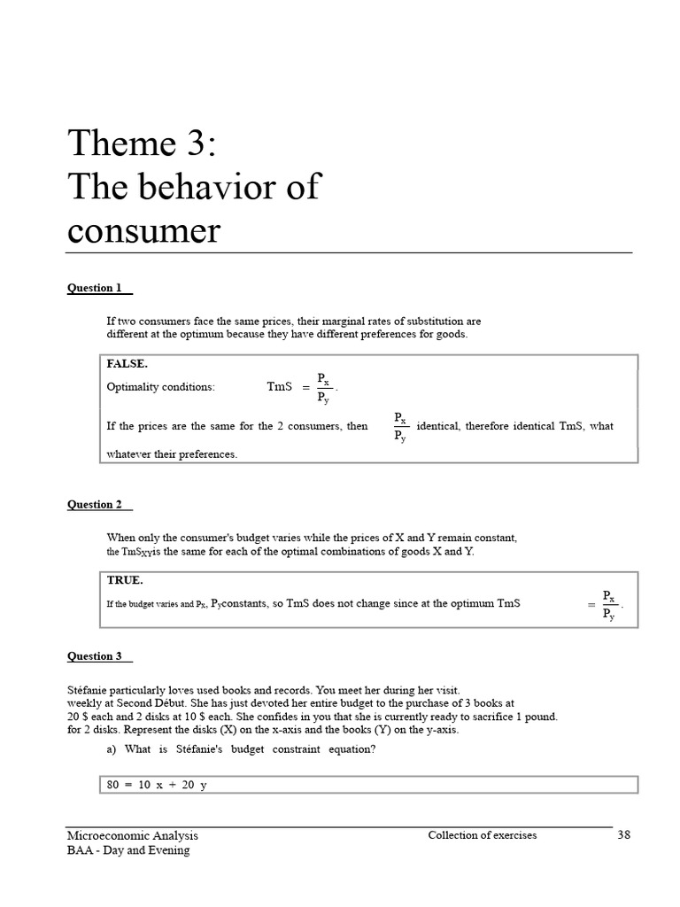 Consumer Behavior and Optimal Choices Analysis | PDF | Microeconomics ...