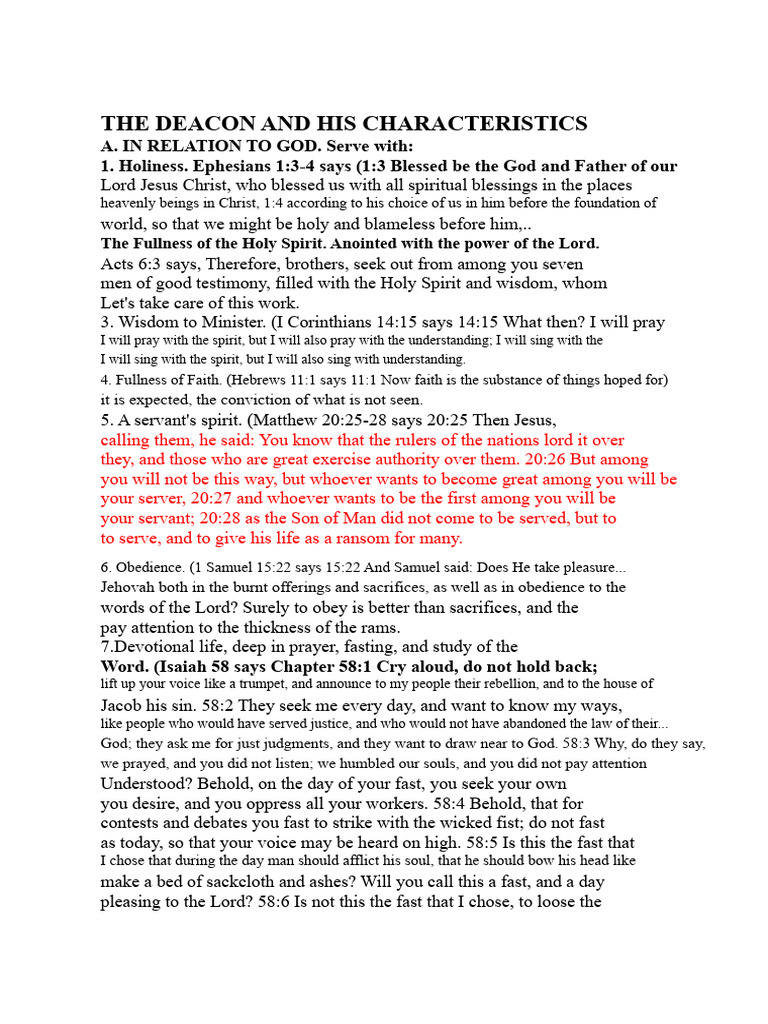 The Deacon and His Characteristics | PDF | Jesus | Gospel Of Matthew