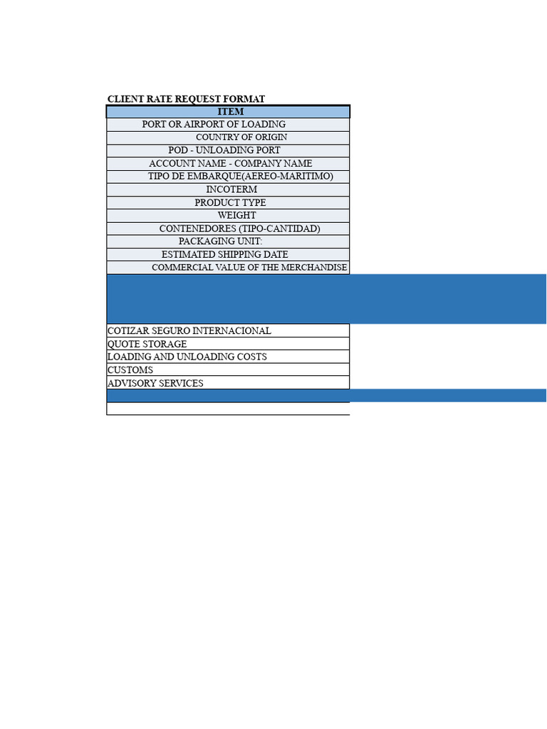 Client Rate Request Shipping Template | PDF | Freight Transport ...