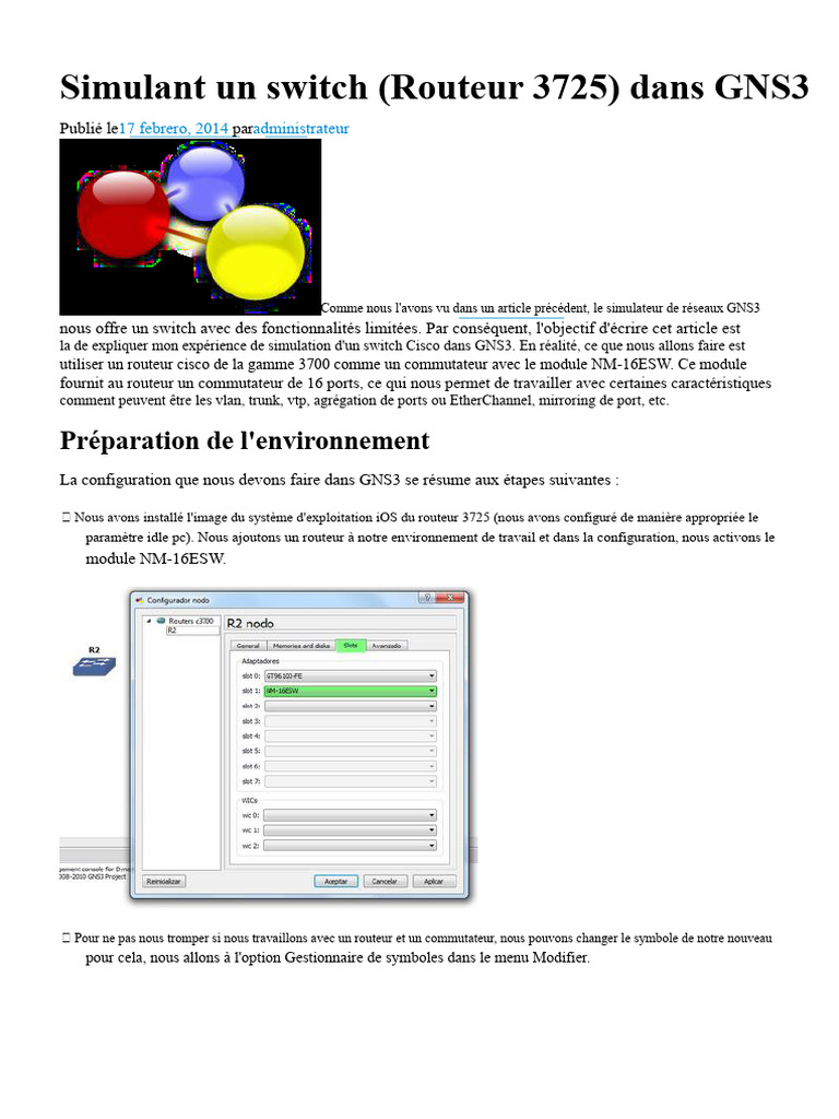 Simulation d'un switch Cisco dans GNS3 | PDF | Architecture de réseau ...