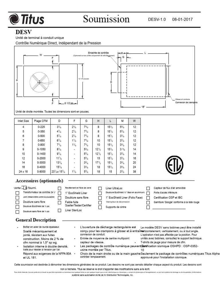 Unité de Contrôle DESV: Spécifications Techniques | PDF | Inducteur ...