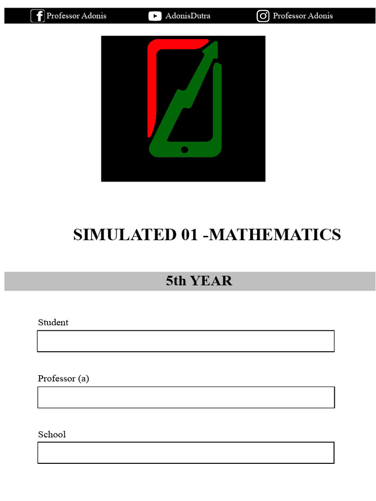 Mathematics Questions for 5th Year Students | PDF | Multiple Choice