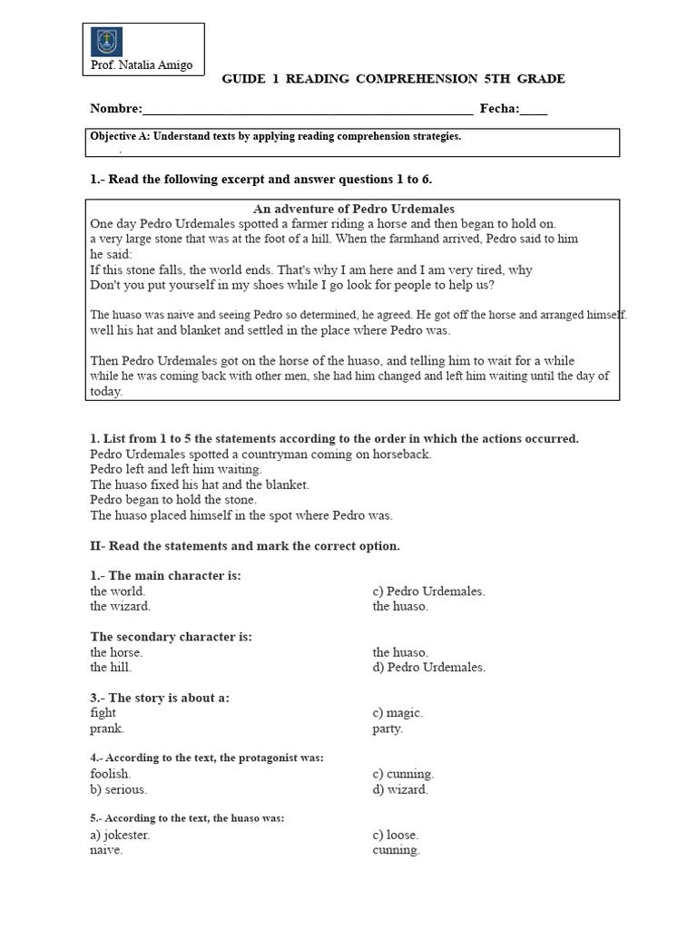 5th Grade Guides | PDF | Reading Comprehension