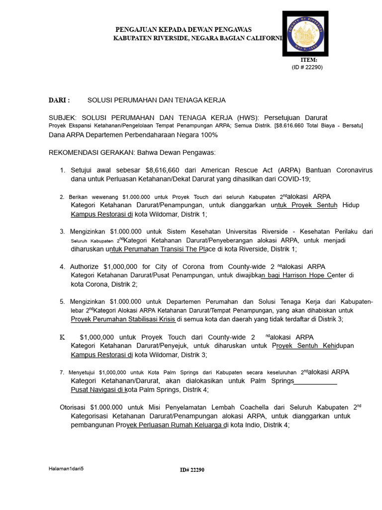 Formulir Riverside County 11 Tentang Tempat Tidur Baru Untuk Pengungsi ...