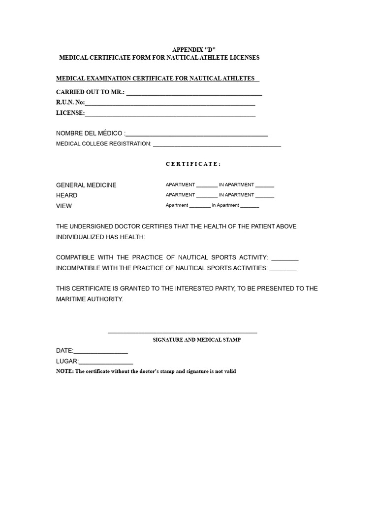 Nautical Department Medical Form | PDF