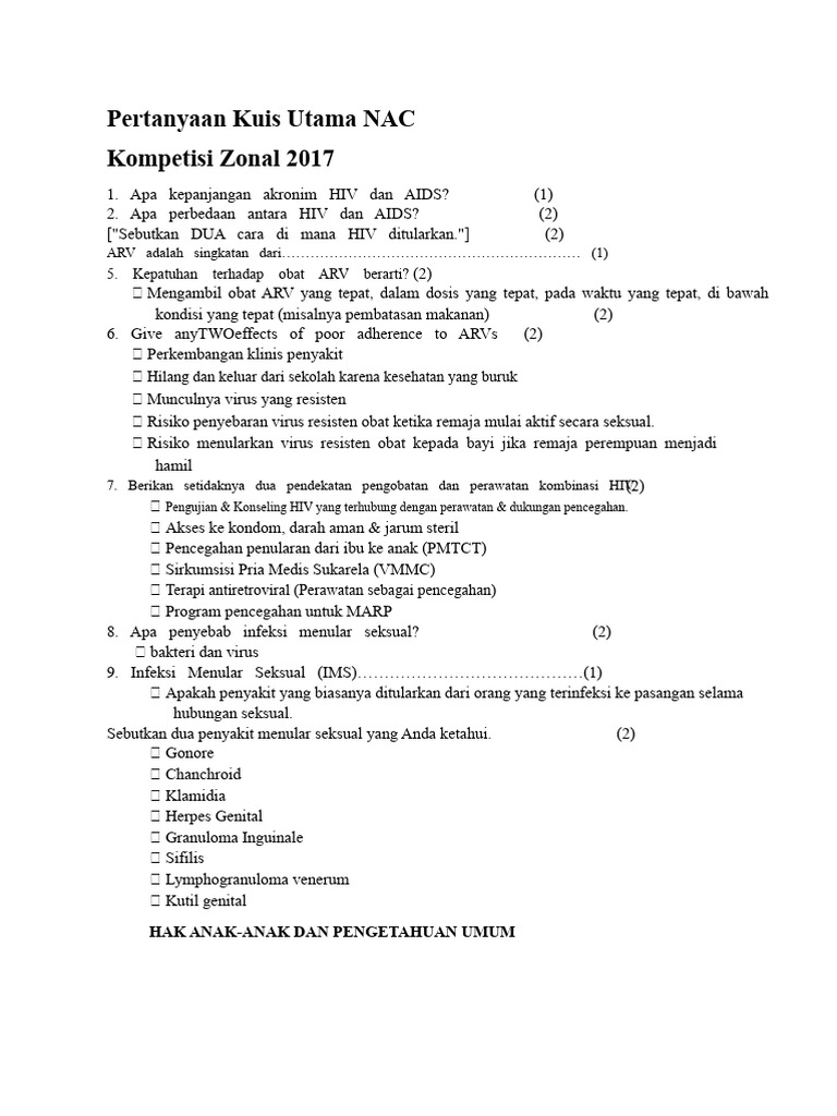Pertanyaan Kuis NAC Pry | PDF