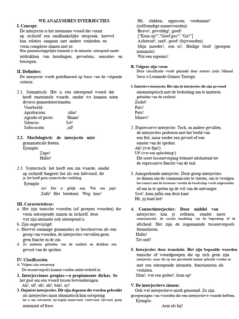 We Analyseren de Interjecties | PDF