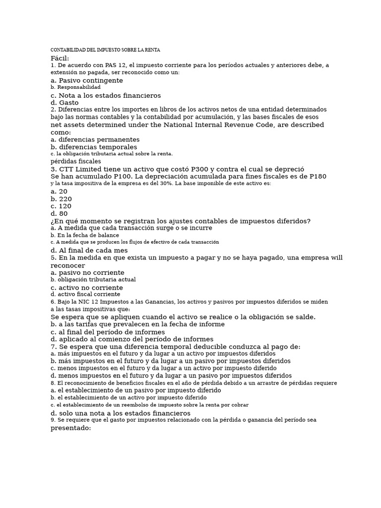 Contabilidad del Impuesto sobre la Renta | PDF | Impuestos | Contabilidad