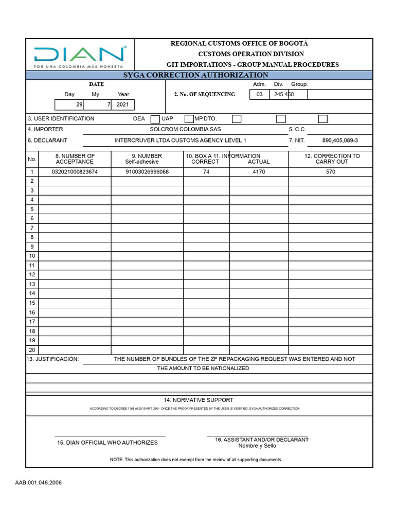 SYGA Authorization Format | PDF