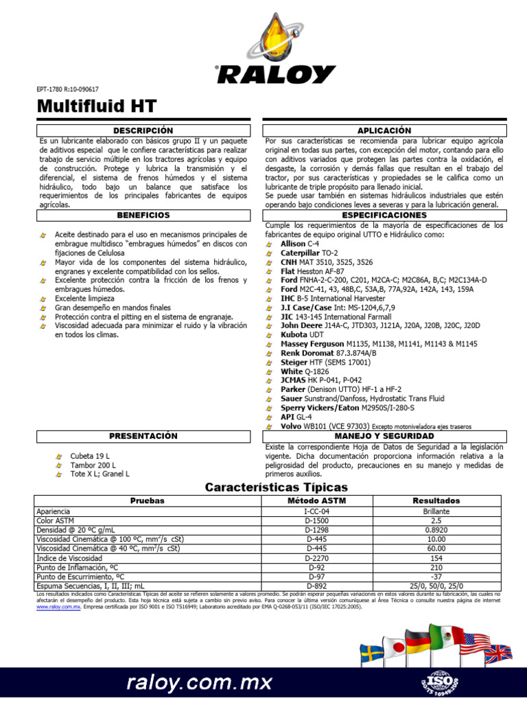 Lubricante Multifluid HT para Tractores | PDF | Lubricante | Embrague
