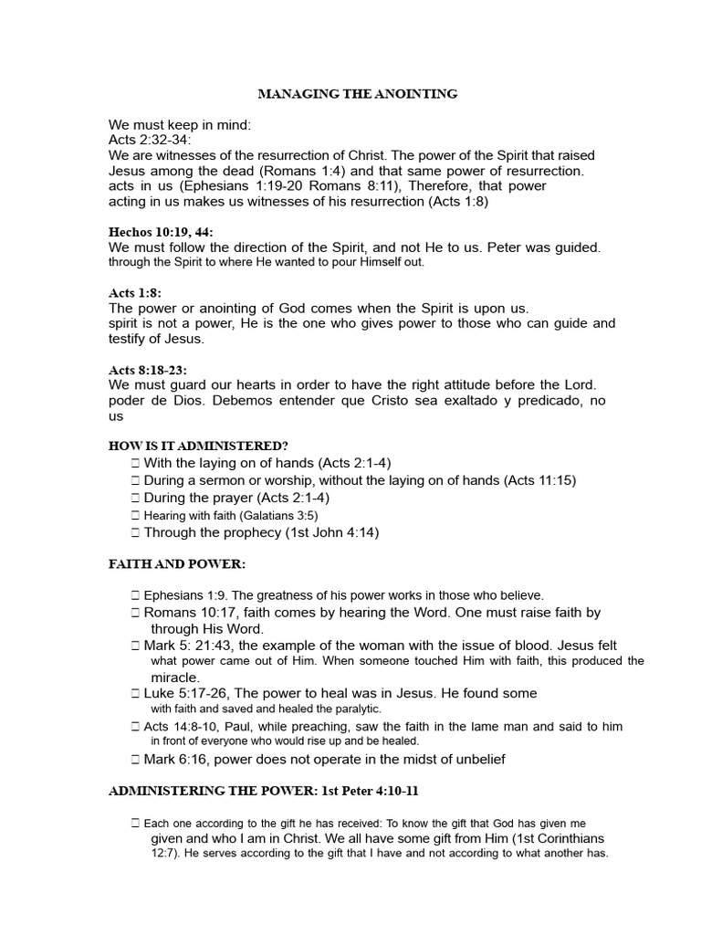 Managing God's Anointing Effectively | PDF | Acts Of The Apostles | Jesus