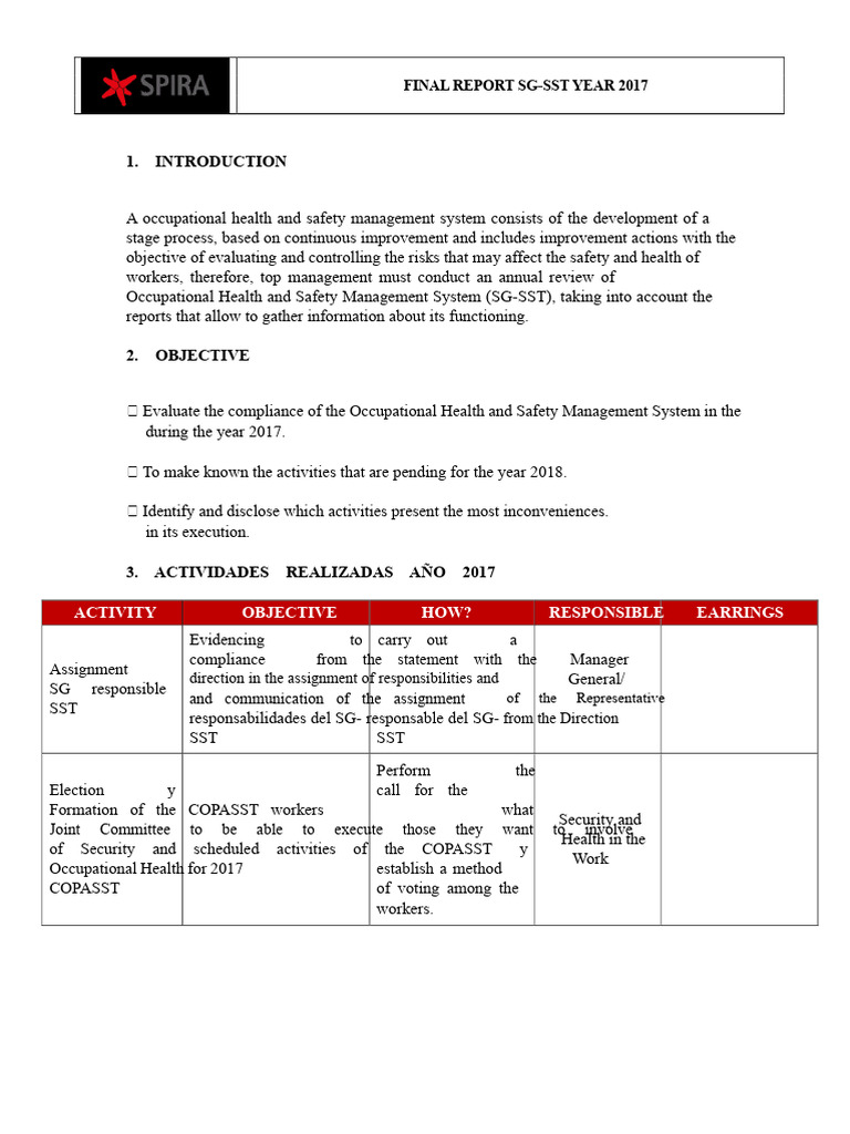 Final SST Report | PDF | Occupational Safety And Health | Physical ...