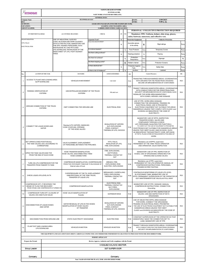 LPG Loading Safety Analysis Record | PDF | Liquefied Petroleum Gas ...