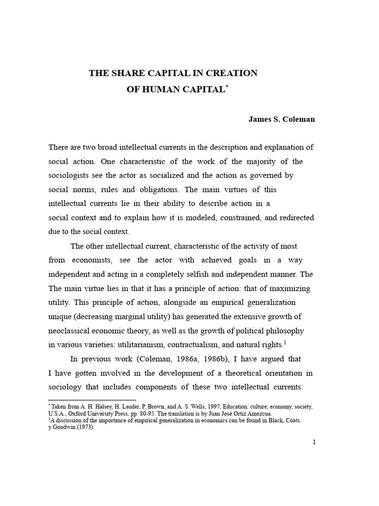 Social Capital in Human Capital Development | PDF | Social Capital ...