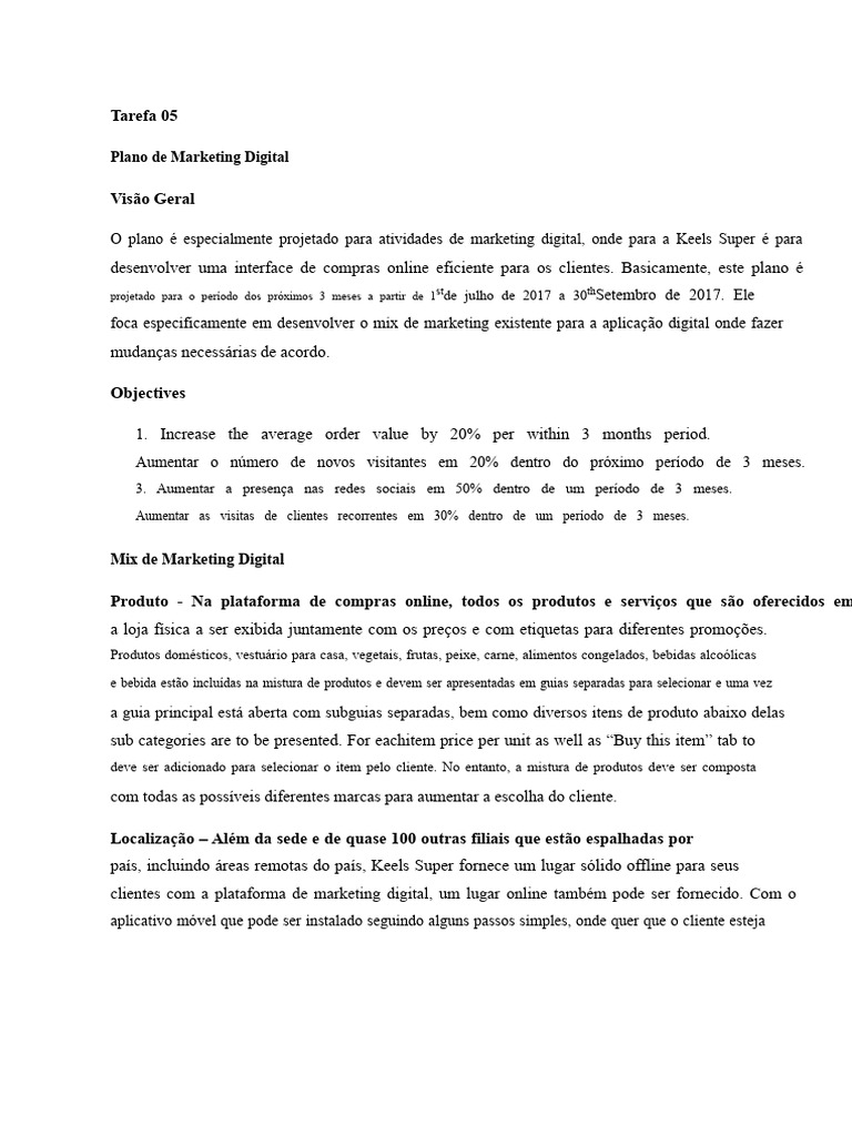 Plano de Marketing Digital | PDF | Marketing | Internet