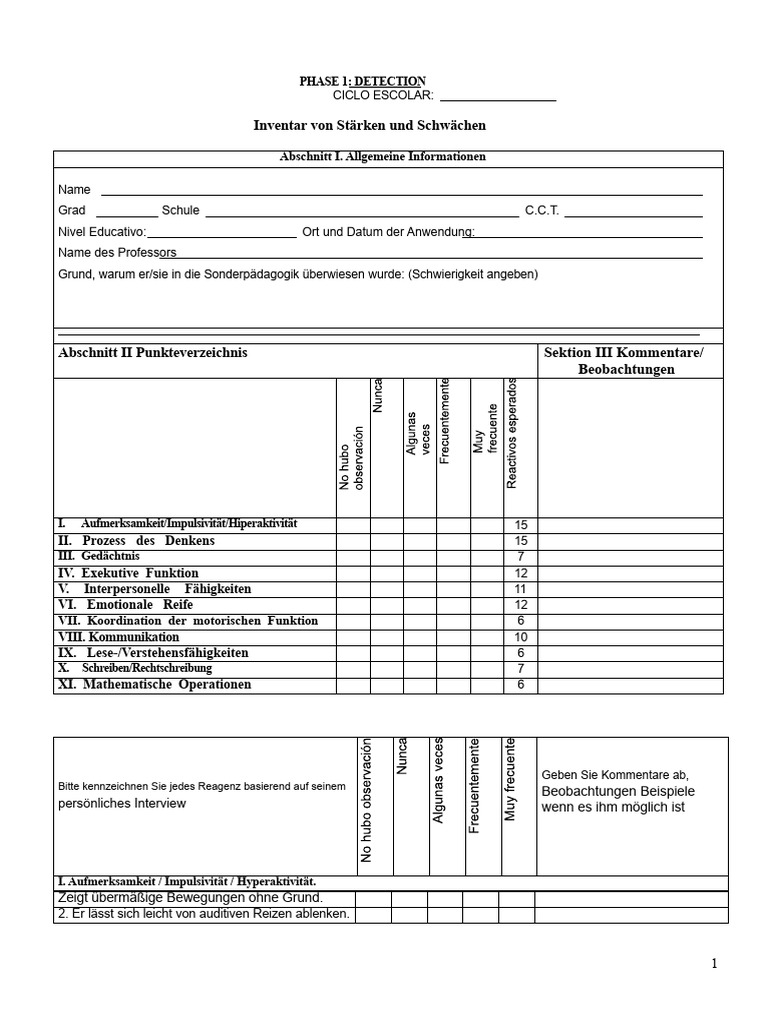 Inventarisation Von Stärken Und Schwächen | PDF