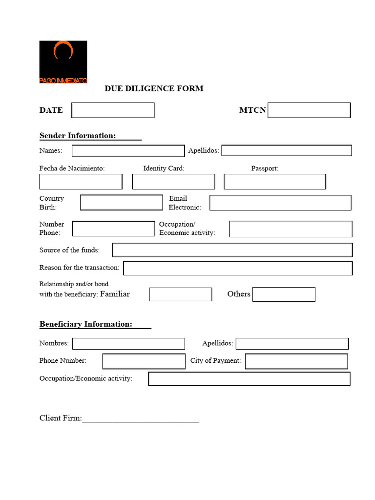 Due Diligence Form Template | PDF