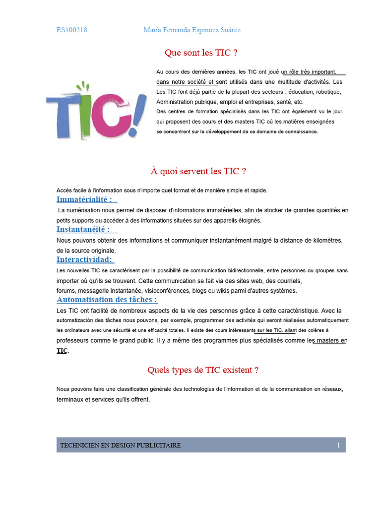 Importance et types des TIC modernes | PDF | Technologies de l ...