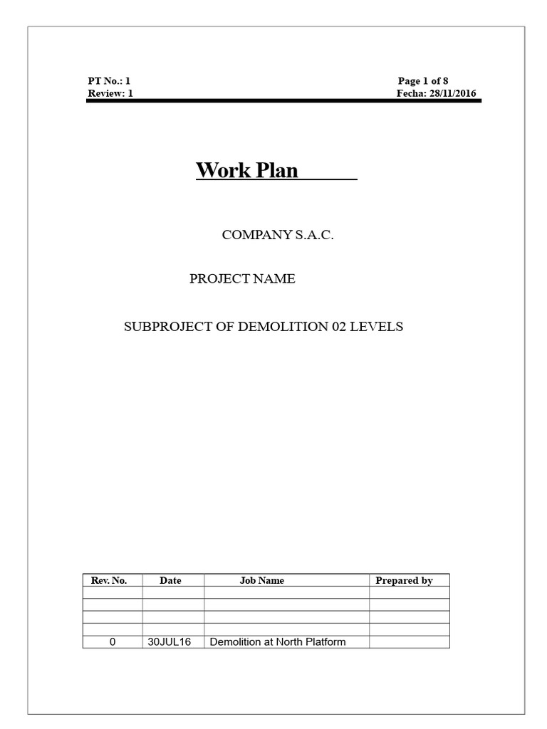 Work Plan For The Demolition of A 2-Level Building | PDF | Demolition ...