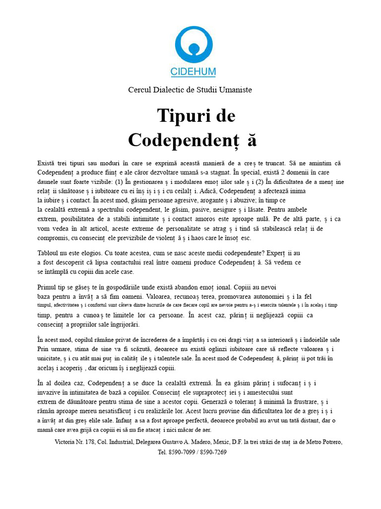 Tipuri de Codependență | PDF
