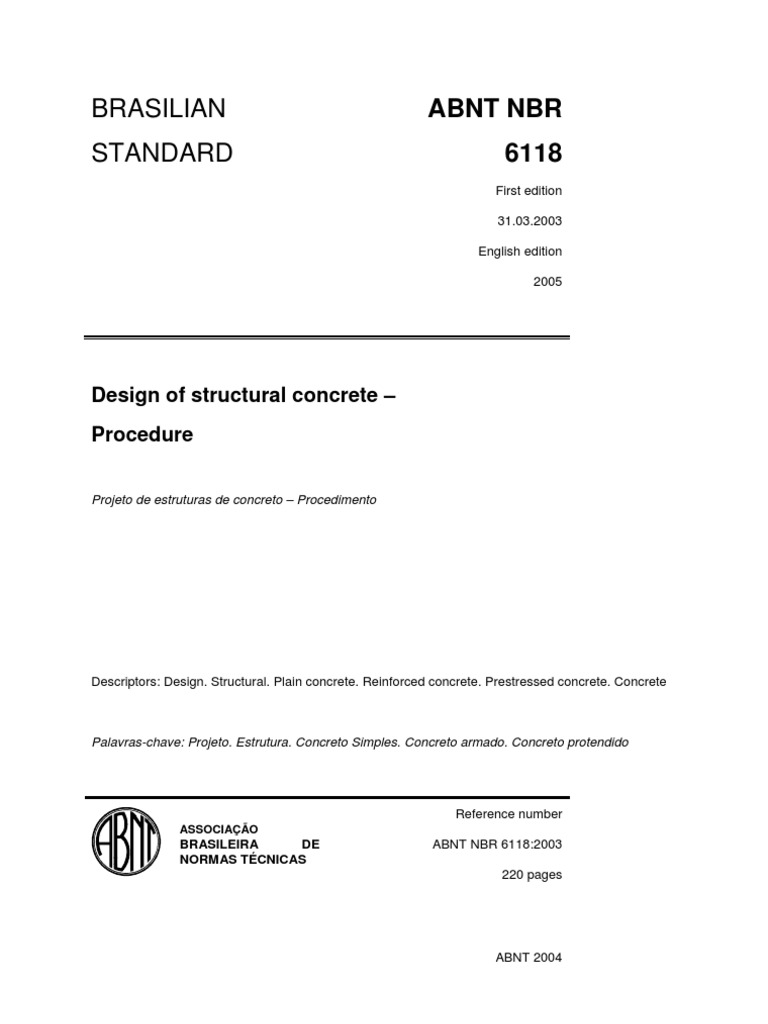 NBR 6118 Design of Structural Concrete - Procedure | PDF | Prestressed ...