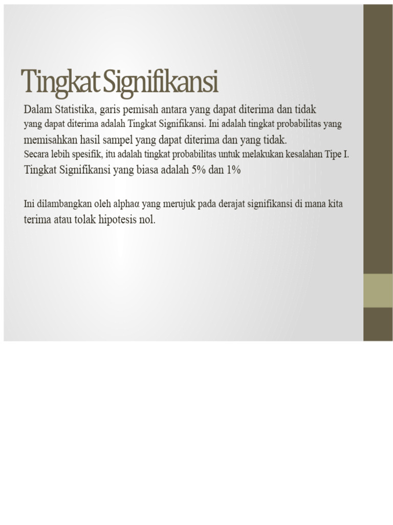 Tingkat Signifikansi dalam Statistika | PDF