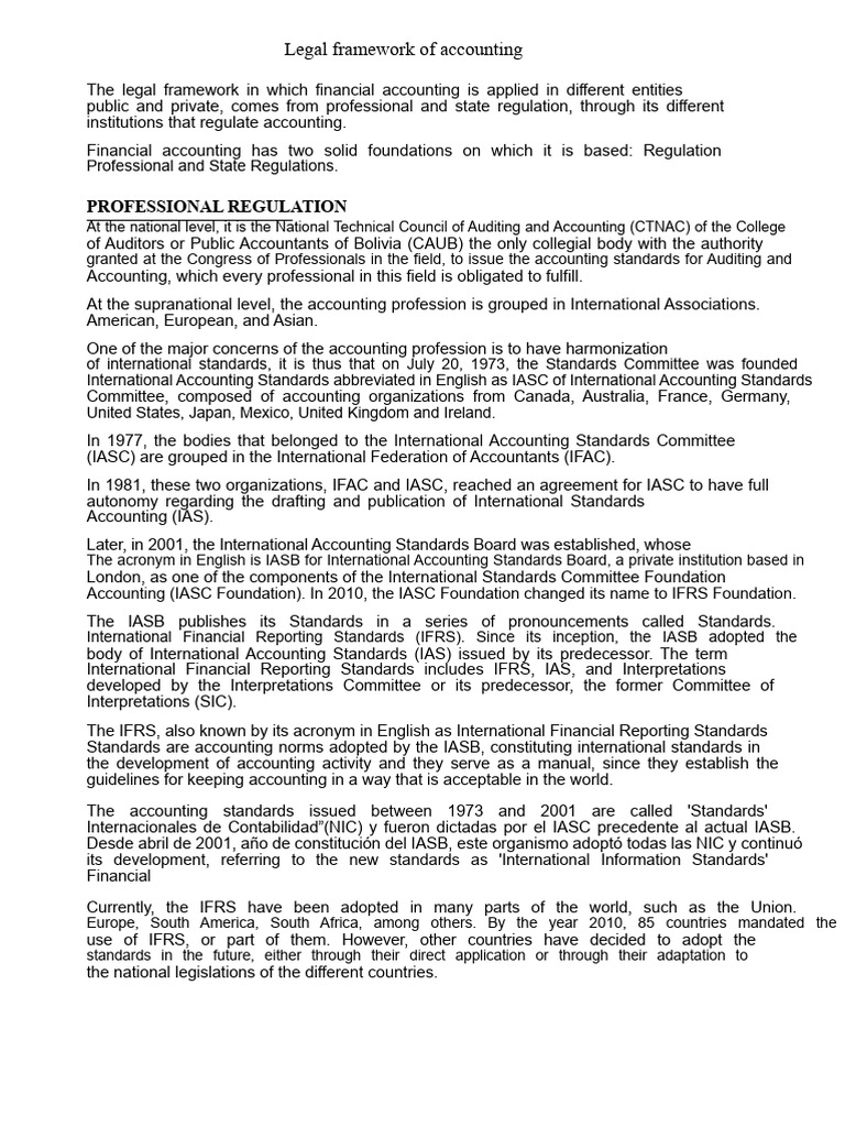 Legal Framework for Financial Accounting | PDF | International ...