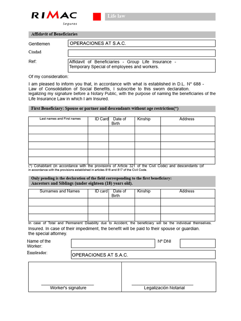 Life Insurance Law - Rimac | PDF