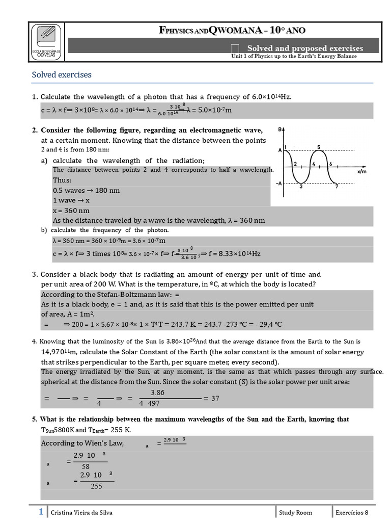 Physics Exercises: Energy and Waves | PDF | Electromagnetic Radiation ...
