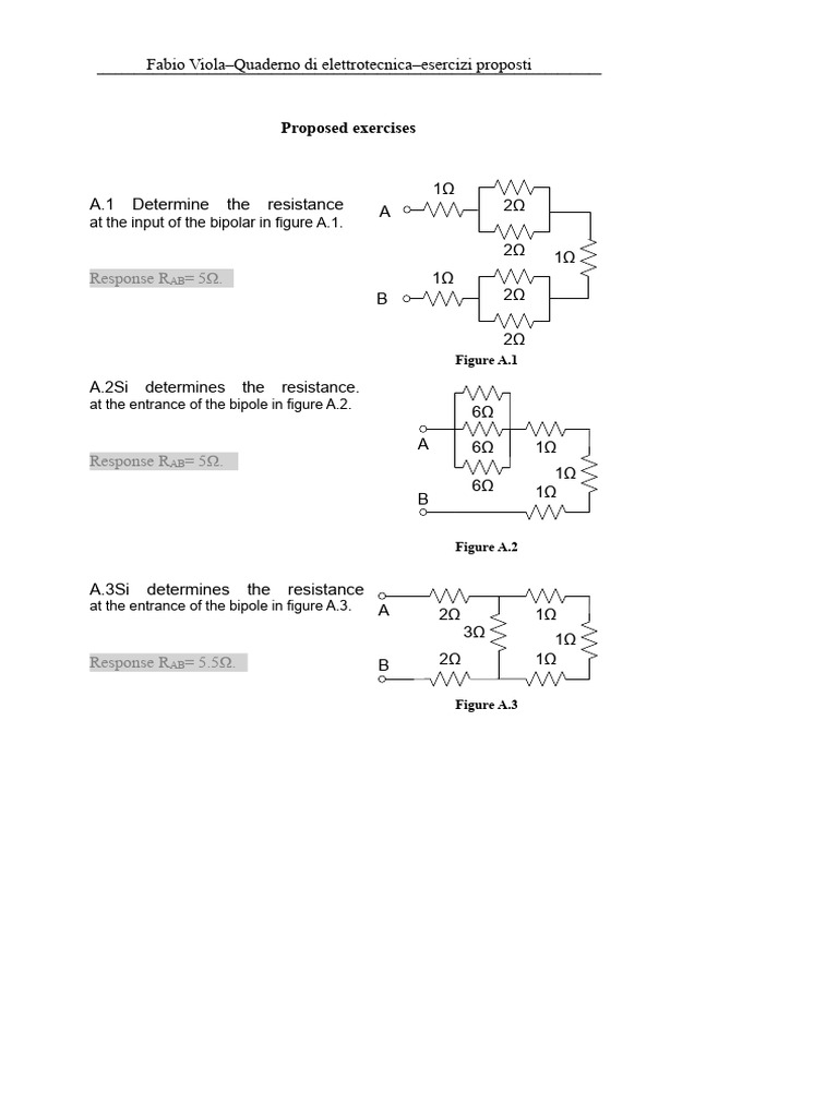 Electrotechnics Exercises Notebook | PDF | Electrical Network | Resistor