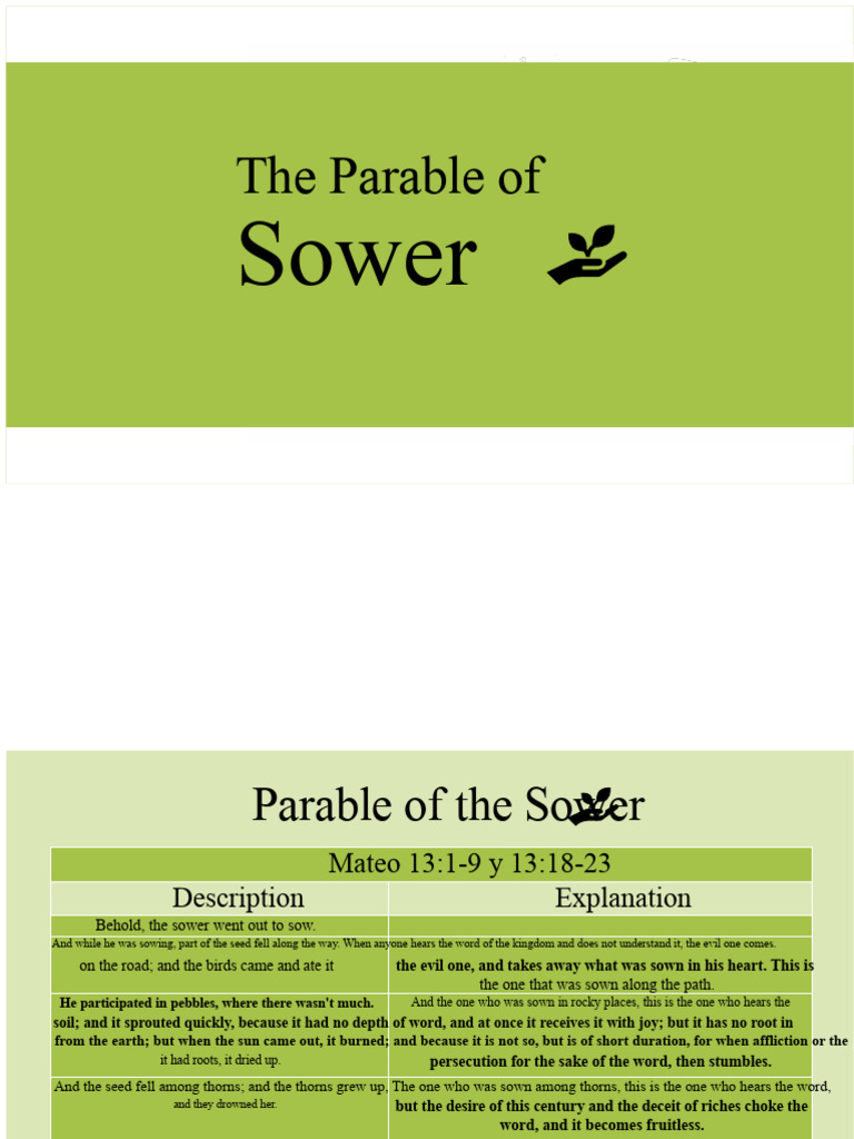 Parable of The Sower | PDF | Sowing