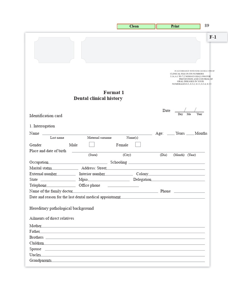 Dental Clinical History and Treatment Forms | PDF | Periodontology ...