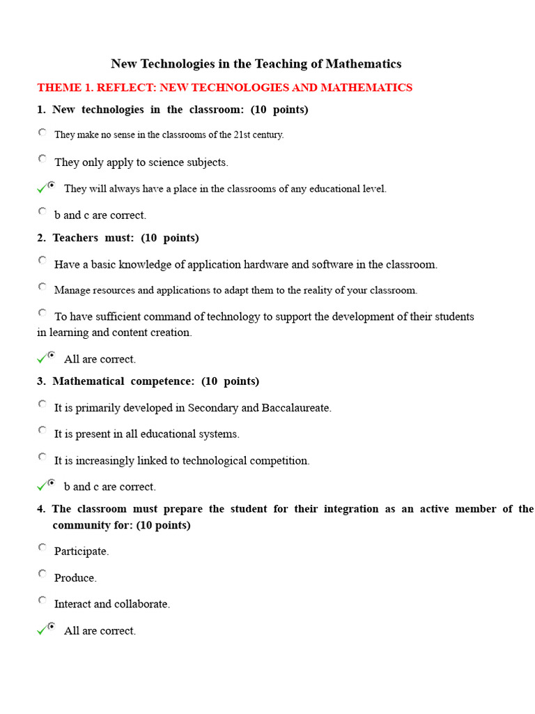 New Technologies in The Teaching of Mathematics | PDF | Educational ...