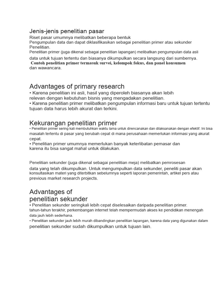 Jenis Penelitian Pasar dan Prosesnya | PDF