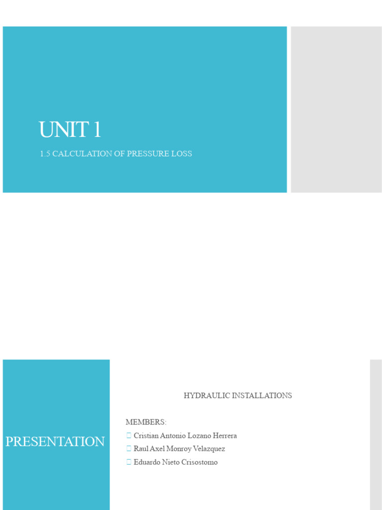 Pressure Loss Calculation in Hydraulics | PDF | Fluid Mechanics | Civil ...