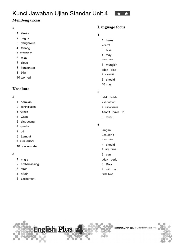 Kunci Jawaban Ujian Unit 4 Mendengarkan | PDF