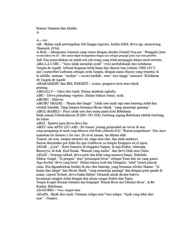 Kamus Sumeria dan Akadia Lengkap | PDF
