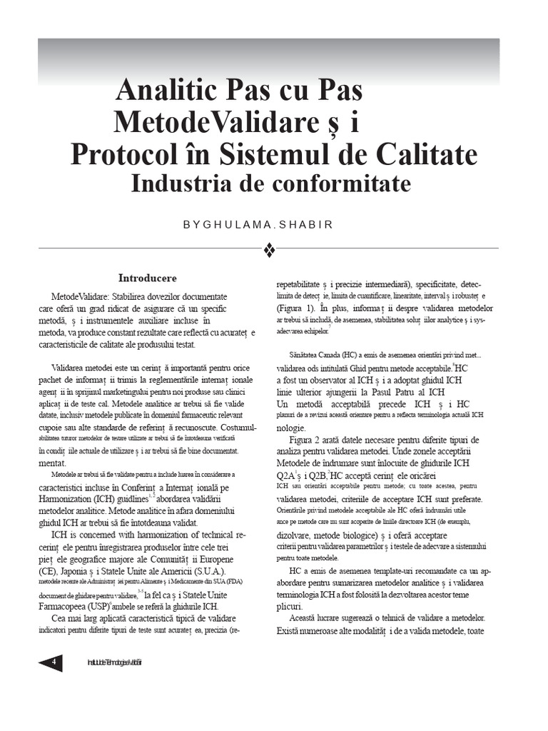 Validarea Metodei HPLC | PDF