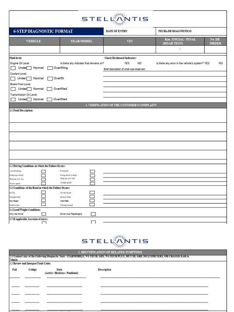 Vehicle Diagnostic and Repair Checklist | PDF | Vehicles | Vehicle ...