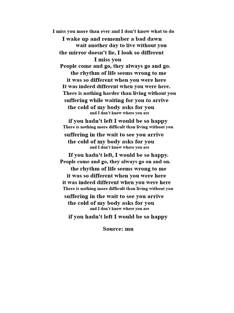 I Miss You More Than Ever and I Don't Know What To Do. | PDF