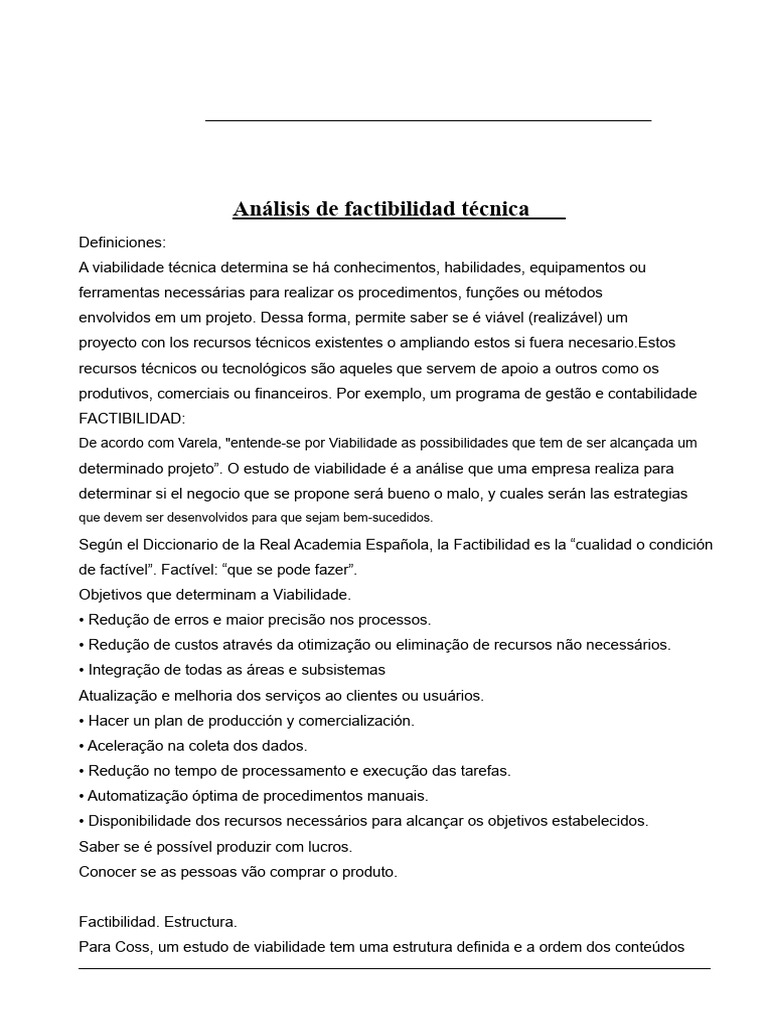 Análise de Viabilidade Técnica de Projetos | PDF | Fabricação enxuta ...