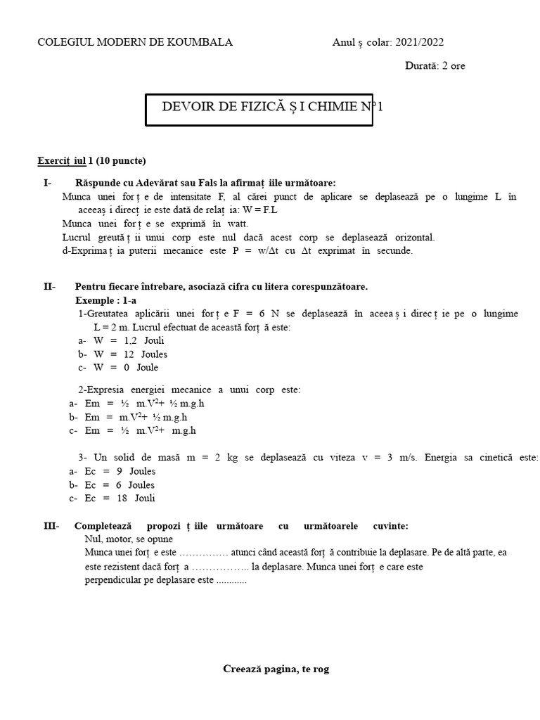 Temă de Clasa A 9-A | PDF