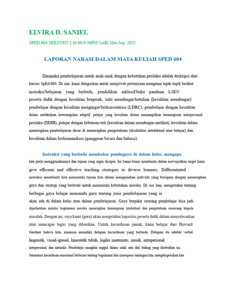 Strategi Pembelajaran untuk LSEN | PDF