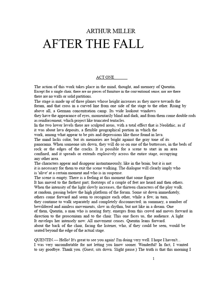 Arthur Miller - After The Fall | PDF