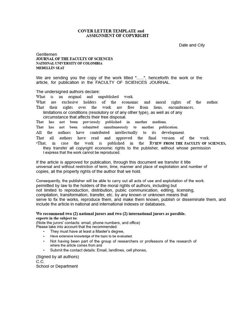 2013 Model Cover Letter For Faculty of Sciences Magazine Updated | PDF ...