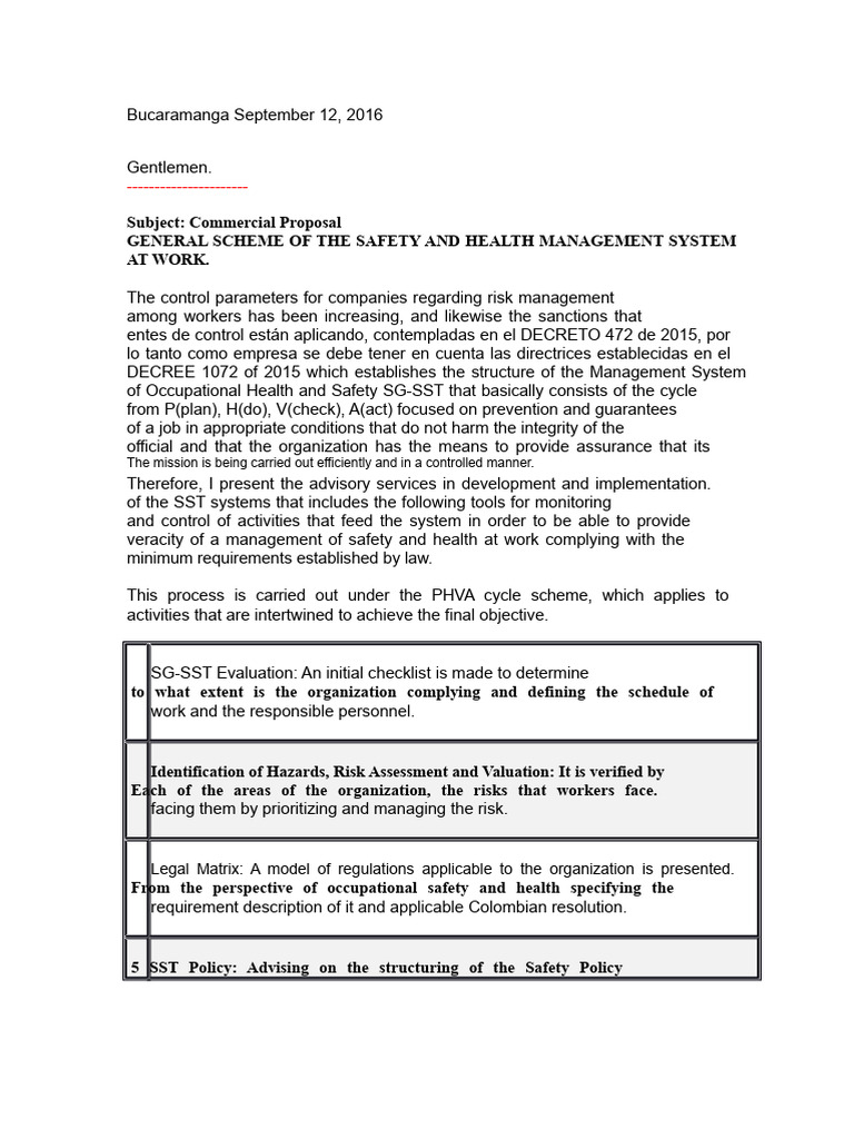 Commercial Proposal Template | PDF | Safety | Occupational Safety And ...