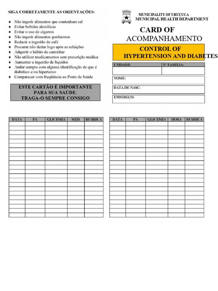 HIPERDIA - Card of HA and DAY | PDF