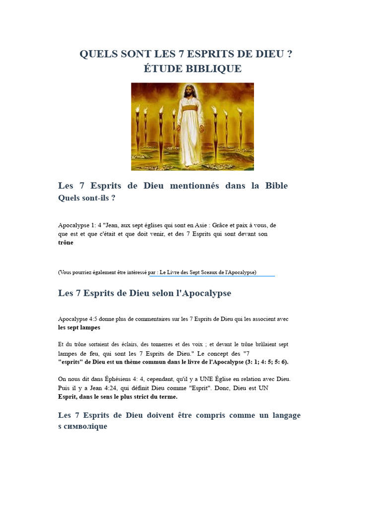 Les 7 Esprits de Dieu : Signification et Attributs | PDF | Dieu | Livre ...